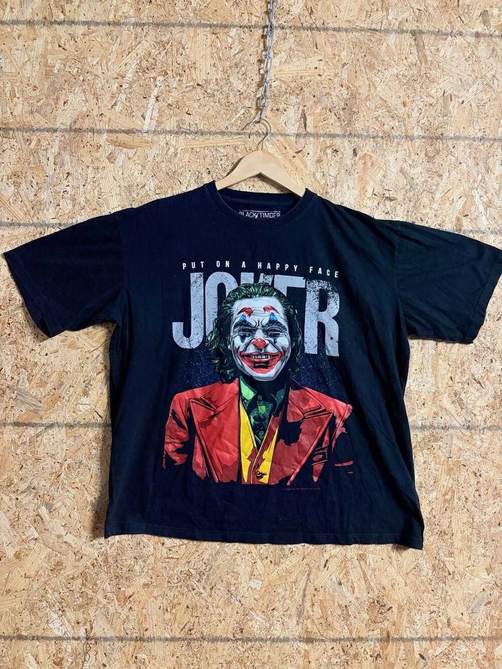 Black Timber Joker "Put On A Happy Face" Joaquin Phoenix Graphic T-Shirt